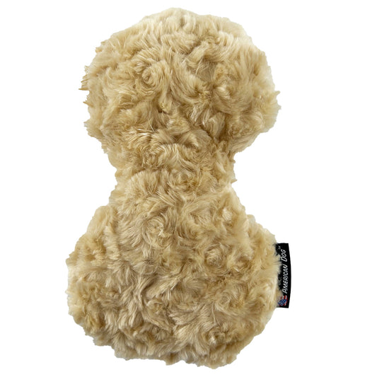 Peanut Plushie dog toy by American Dog in super soft pink minky fleece shaped like a peanut shell