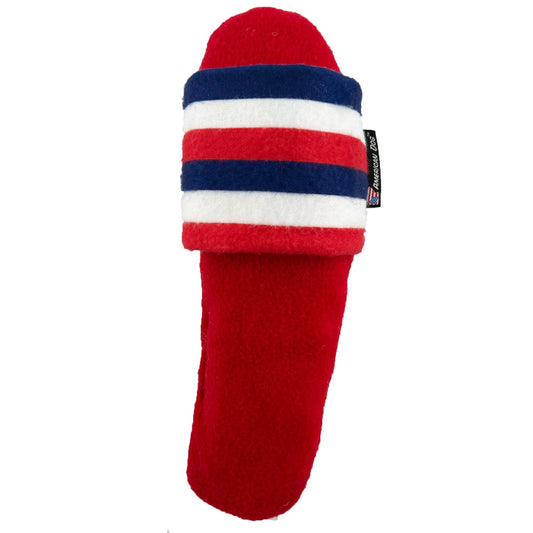Flip Flop Plushie dog toy by American Dog in super soft minky fleece shaped like a summer sandal