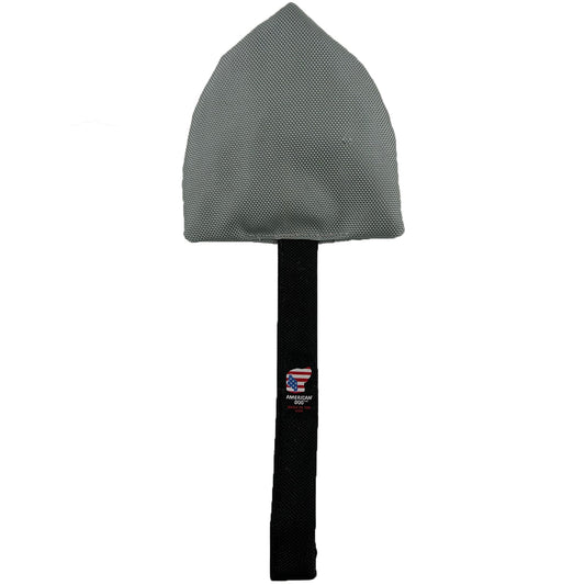 Lucky Dog Shovel tug dog toy by American Dog in silver and black ballistic nylon