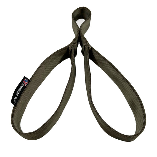 Lucky Dog Wishbone Seatbelt Tug dog toy by American Dog in tan seatbelt webbing