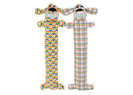 Multipet Loofa Dog Rainbow plush dog toy, 12 inch, rainbow special edition