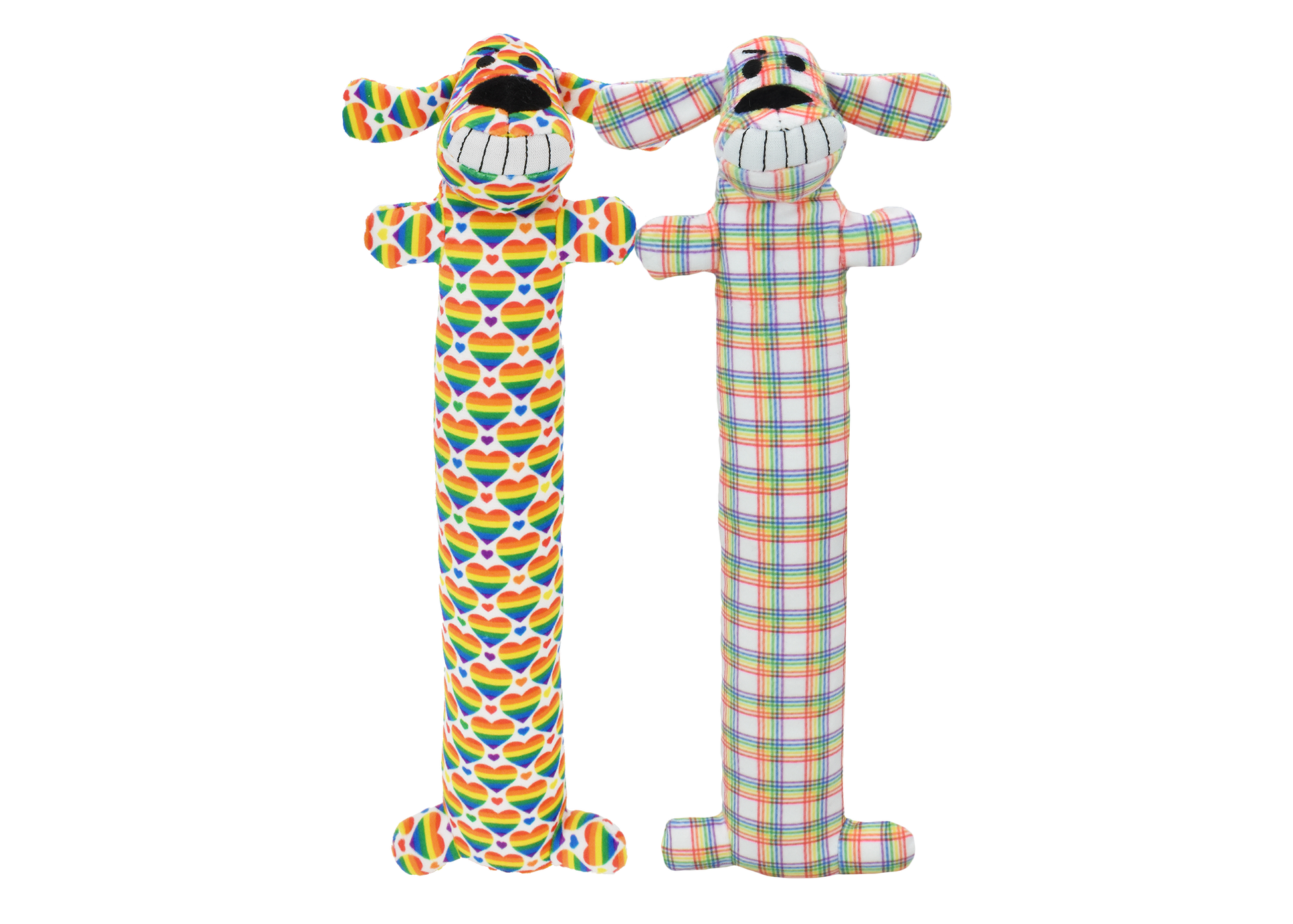 Multipet Loofa Dog Rainbow plush dog toy, 12 inch, rainbow special edition