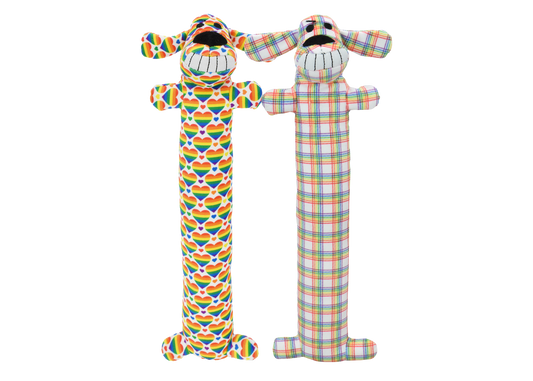 Multipet Loofa Dog Rainbow plush dog toy, 12 inch, rainbow special edition