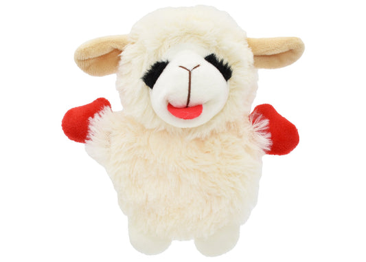 Multipet Lamb Chop Crinkle dog toy, 6 inch, flat crinkle body plush head