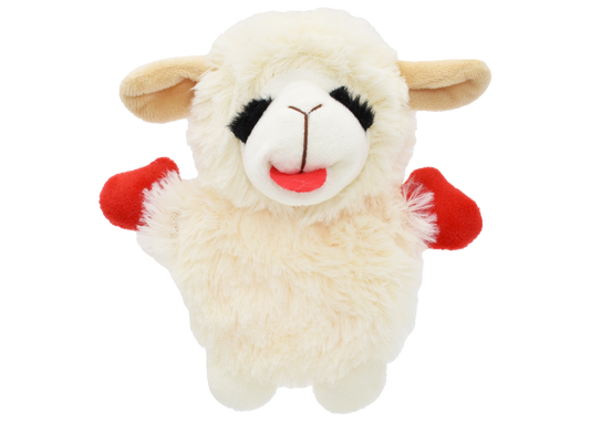 Multipet Lamb Chop Crinkle dog toy, 6 inch, flat crinkle body plush head