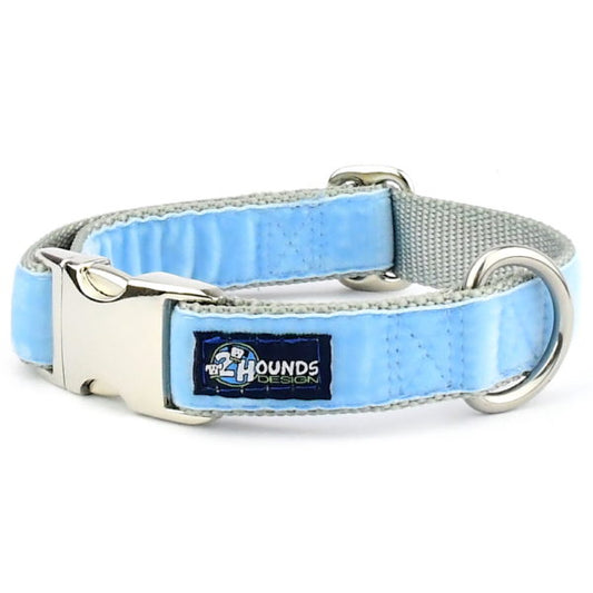 Light Blue Velvet Essential Dog Collar by 2 Hounds Design, sold through Sniff and Shift