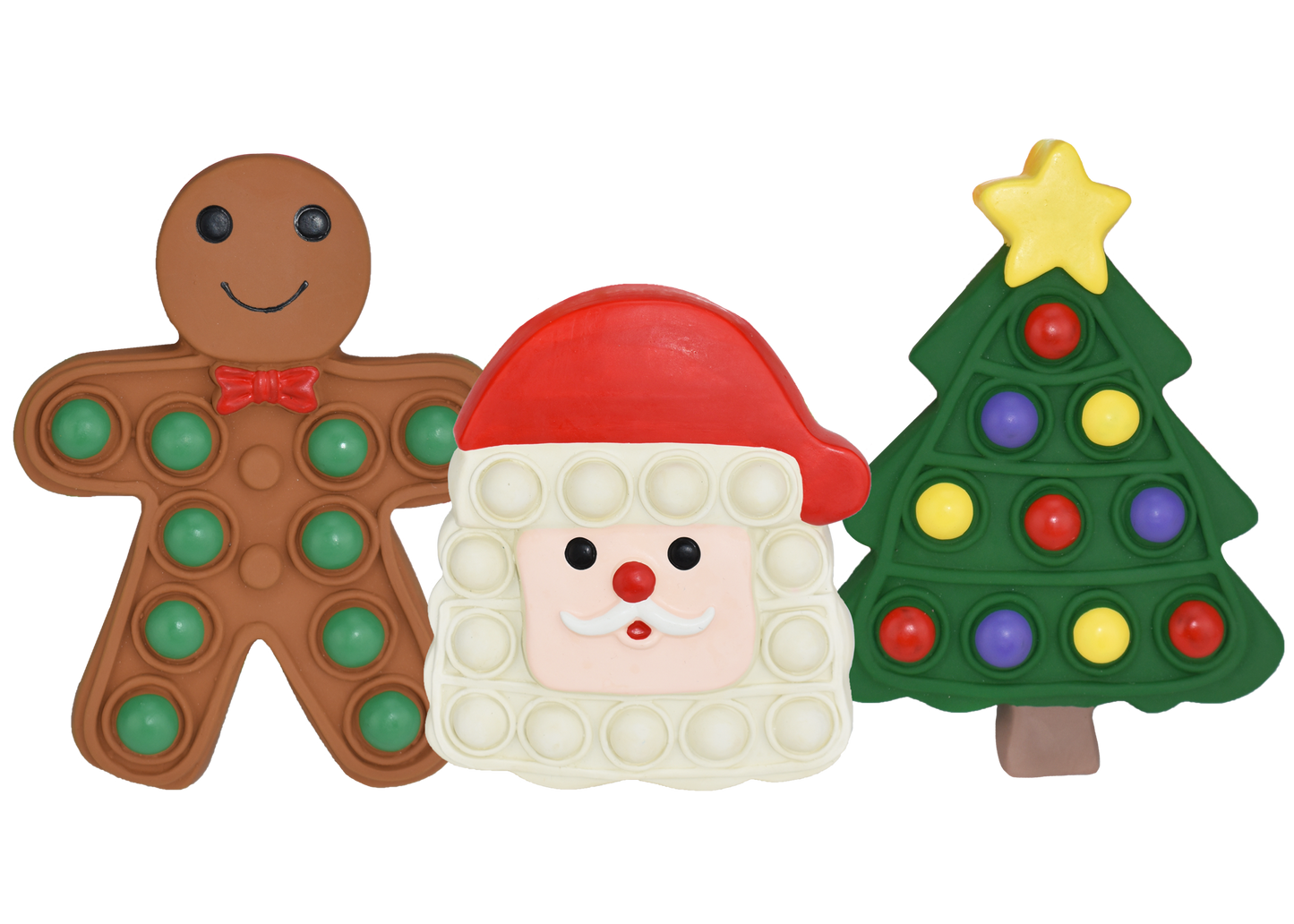 Multipet Look Who's Poppin' latex dog toy, 5.5 inches, Santa Gingerbread or Christmas Tree shape