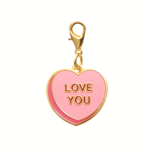 Love You Sweetheart Pet Charm, a double-sided clip-on charm, Pink Papyrus Co., sold through Sniff and Shift
