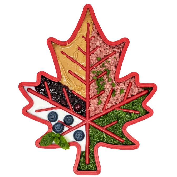 Canadian Maple Leaf Nylon Chew and Lick Toy in red or orange, SodaPup, sold through Sniff and Shift