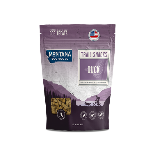 Duck Trail Snacks bag, 3 oz, Montana Dog Food Co, sold through Sniff and Shift