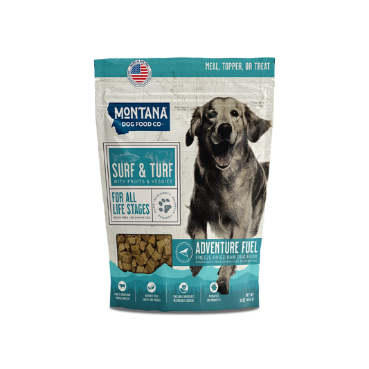 Surf & Turf Adventure Fuel bag, Montana Dog Food Co, sold through Sniff and Shift