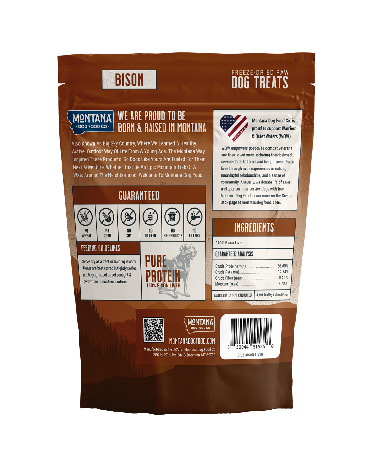 Montana Dog Food Co Bison Liver Trail Snacks, 3 oz Dog Treats