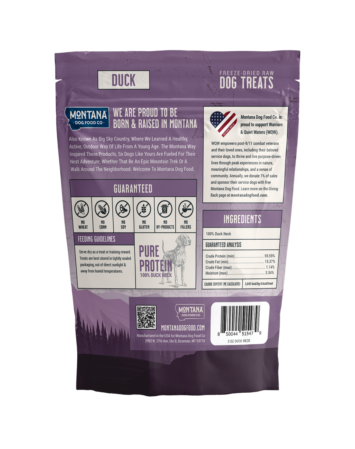 Montana Dog Food Co Duck Trail Snacks, 3 oz Dog Treats