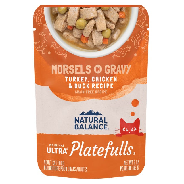 Natural Balance Platefulls Turkey Chicken Duck wet cat food pouch, 3oz