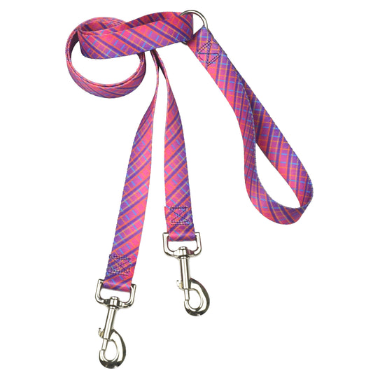 Neon Sunrise Plaid EarthStyle Double Connection Leash by 2 Hounds Design, sold through Sniff and Shift