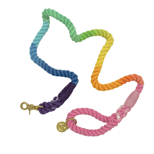 Nola Rope Dog Leash in soft organic cotton, Pink Papyrus Co., sold through Sniff and Shift