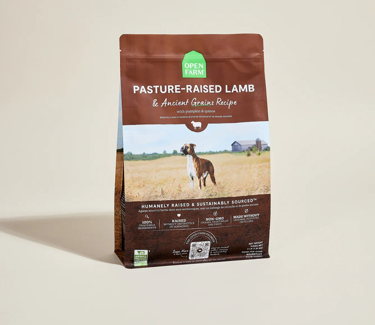 Open Farm Pasture-Raised Lamb & Ancient Grains 4lb dry dog food bag