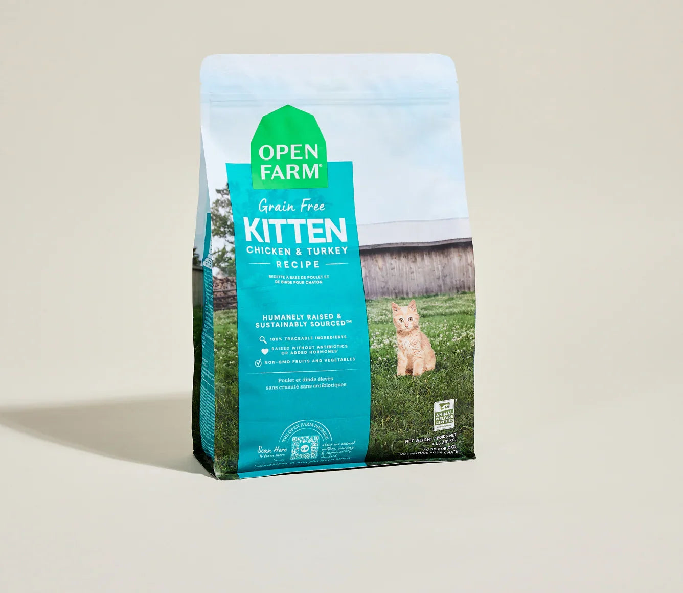 2lb bag of Open Farm Kitten Chicken & Turkey dry cat food