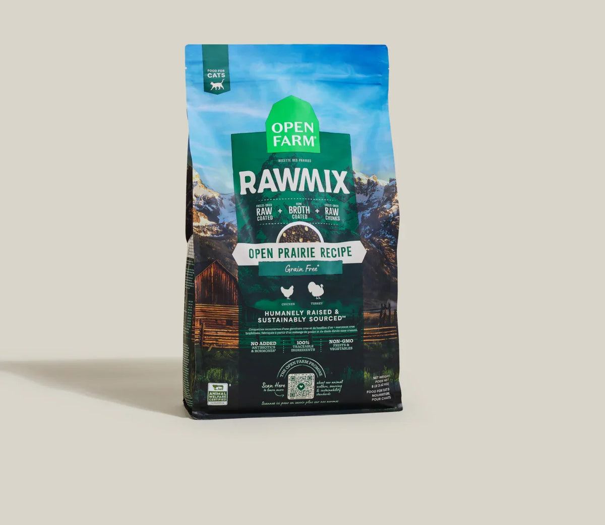 2.25lb bag of Open Farm RawMix Open Prairie dry cat food