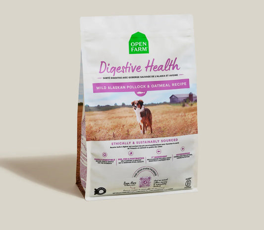 Open Farm Pollock & Oatmeal Digestive Health dry dog food bag
