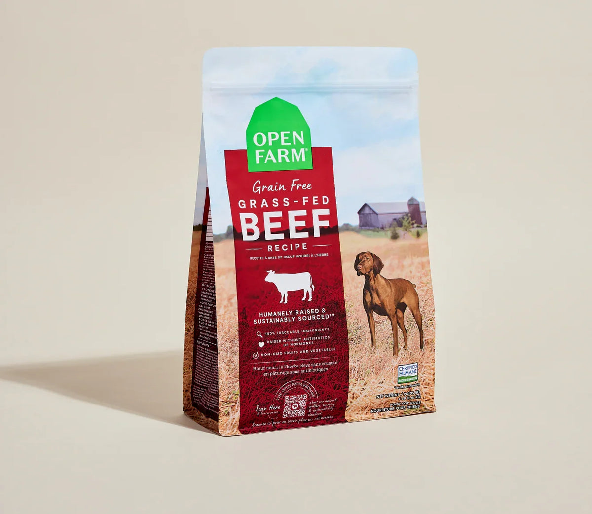 Open Farm Grain Free Grass-Fed Beef 4lb dry dog food bag