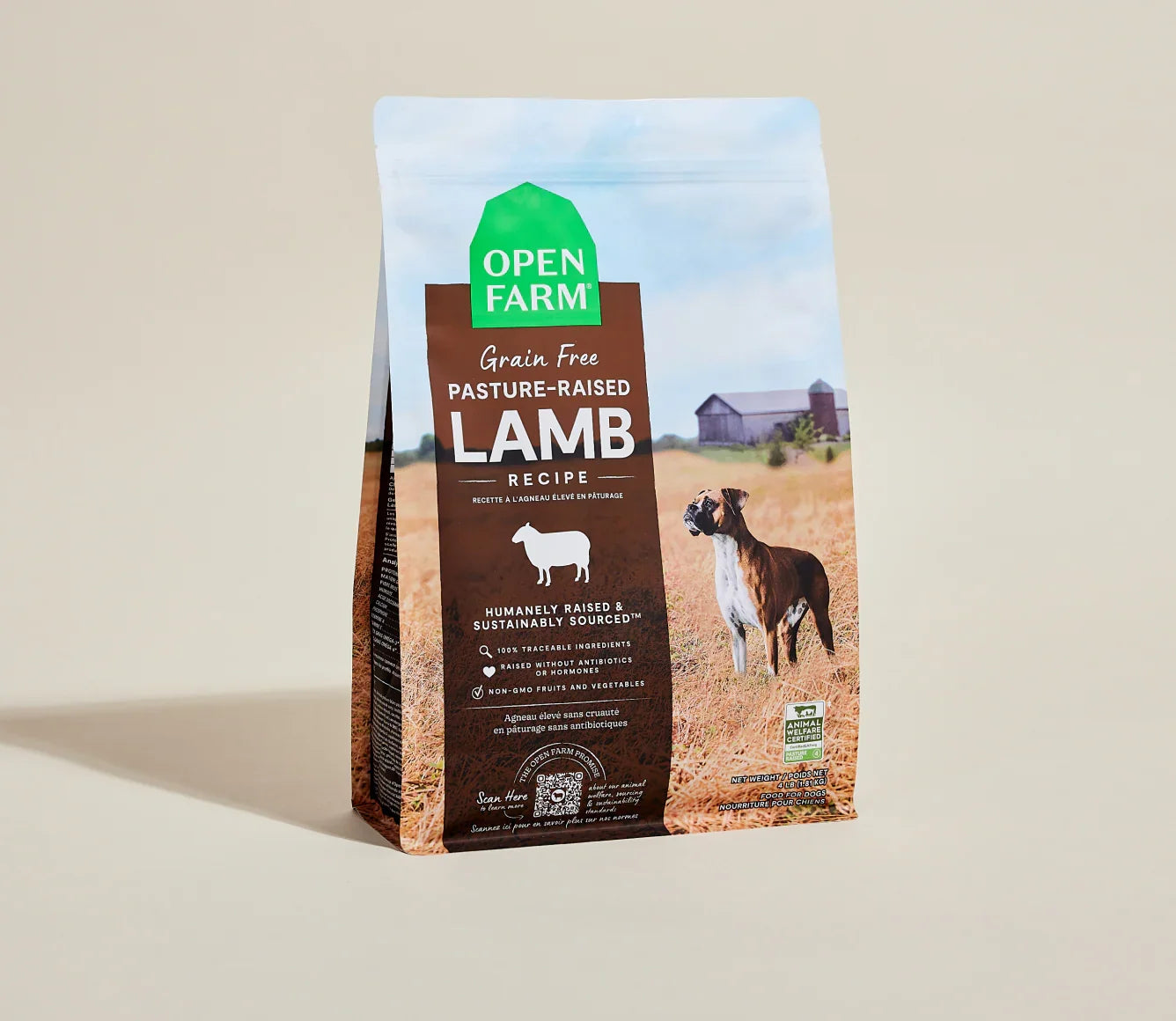 Open Farm Grain Free Pasture-Raised Lamb 4lb dry dog food bag