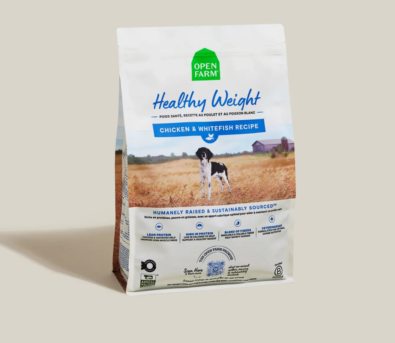 Open Farm Chicken & Whitefish Healthy Weight 4lb dry dog food bag