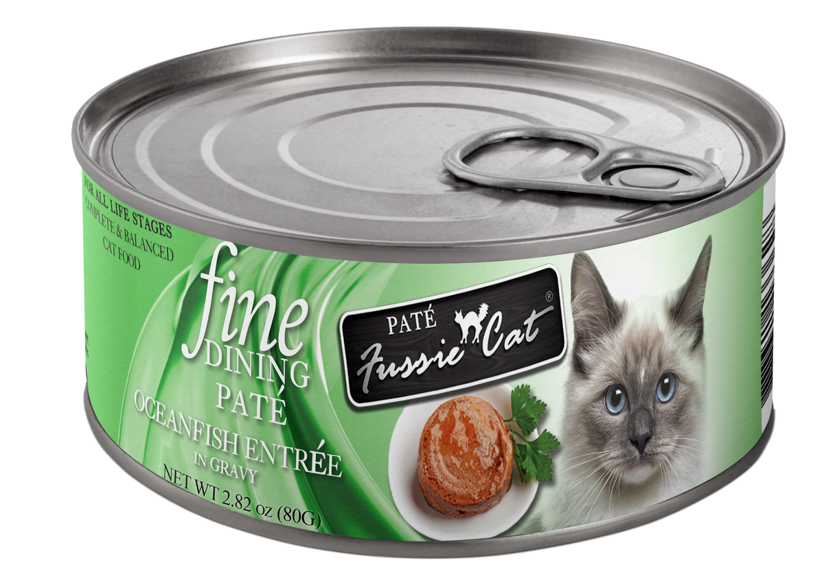 Fussie Cat Fine Dining Pate Oceanfish Entree in Gravy, 2.82oz can