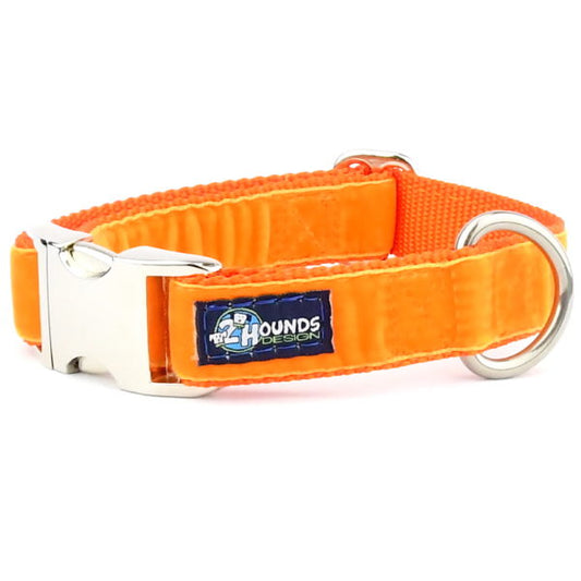 Orange Velvet Essential Martingale Dog Collar by 2 Hounds Design, sold through Sniff and Shift