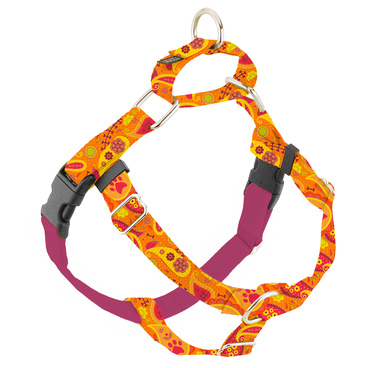 Orange Paisley EarthStyle Freedom No-Pull Dog Harness by 2 Hounds Design, sold through Sniff and Shift