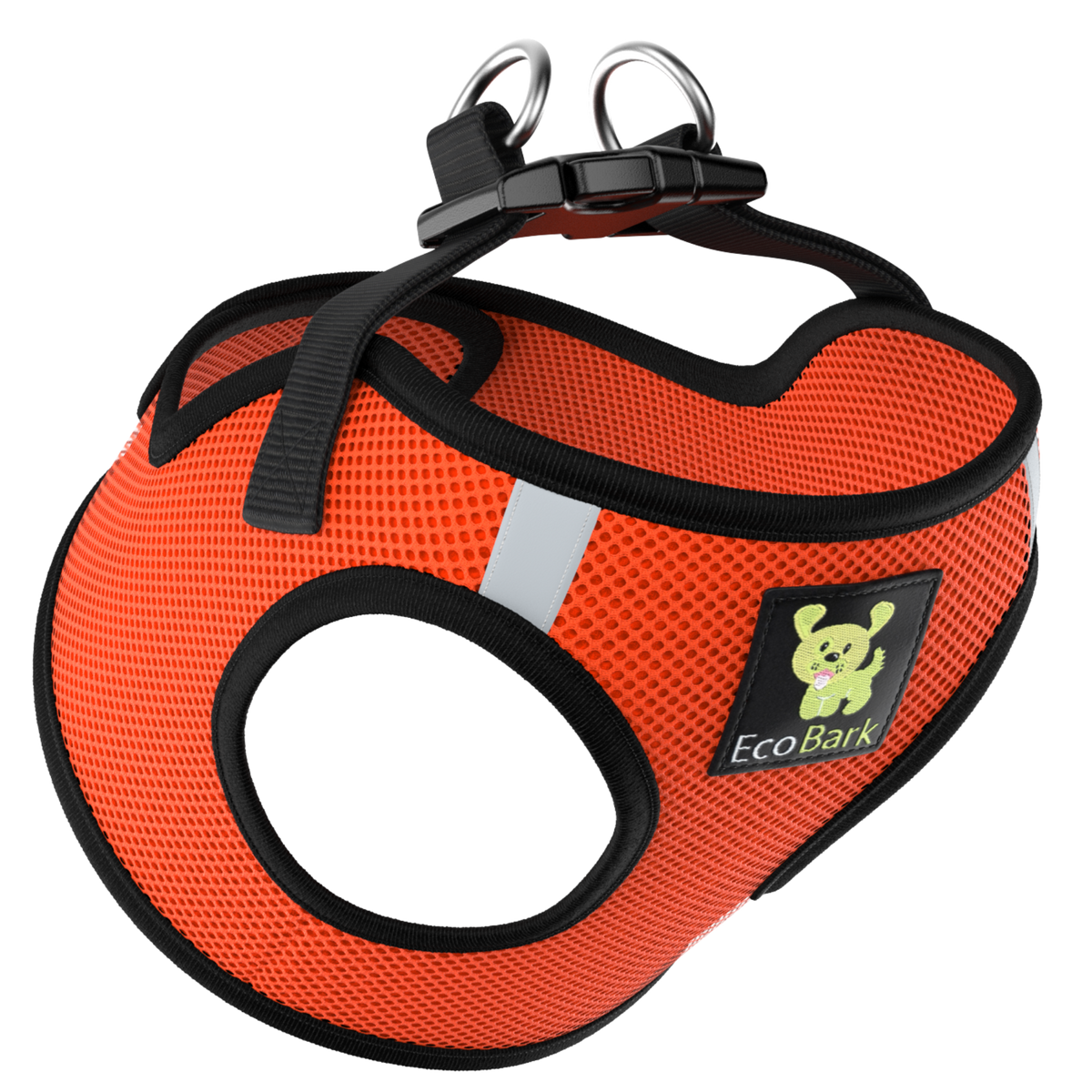 Step-In Dog Harness, Reflective Mesh, Orange, EcoBark Pet Supplies, sold through Sniff and Shift