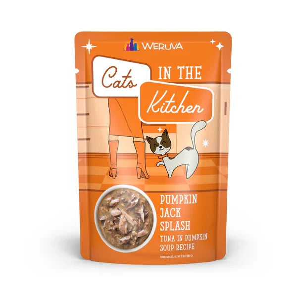 Cats in the Kitchen Pumpkin Jack Splash tuna wet cat food pouch, 3oz