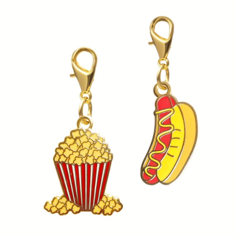 Hotdog & Popcorn Pet Charm Set, Pink Papyrus Co., sold through Sniff and Shift