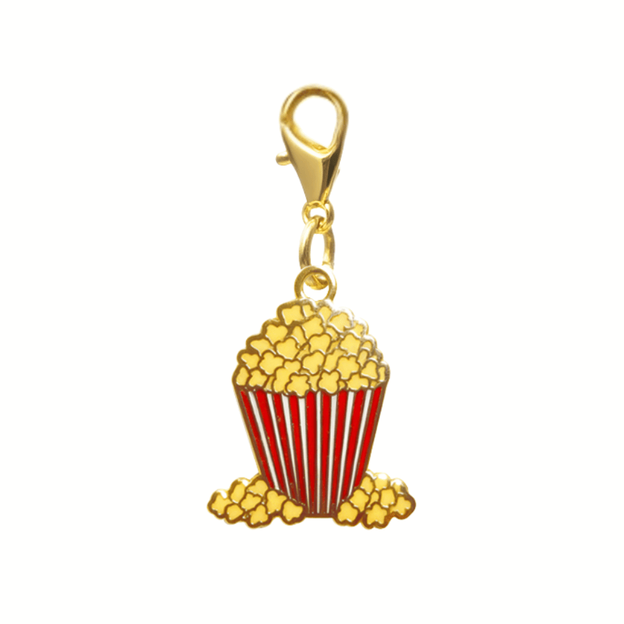 Popcorn Pet Charm, a double-sided clip-on charm, Pink Papyrus Co., sold through Sniff and Shift