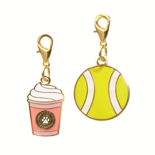 Puppuccino & Tennis Ball Pet Charm Set, Pink Papyrus Co., sold through Sniff and Shift