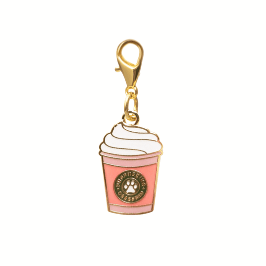 Puppuccino Pet Charm, a double-sided clip-on charm, Pink Papyrus Co., sold through Sniff and Shift