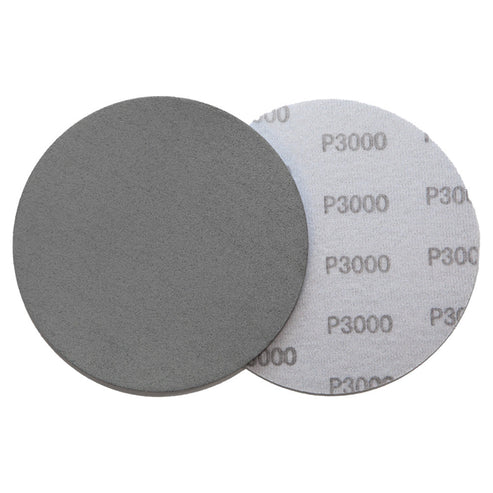 RBL GEOTek SD6-3000 engineered abrasive, a gray 6 inch foam backed disc with P3000 printed on the reverse