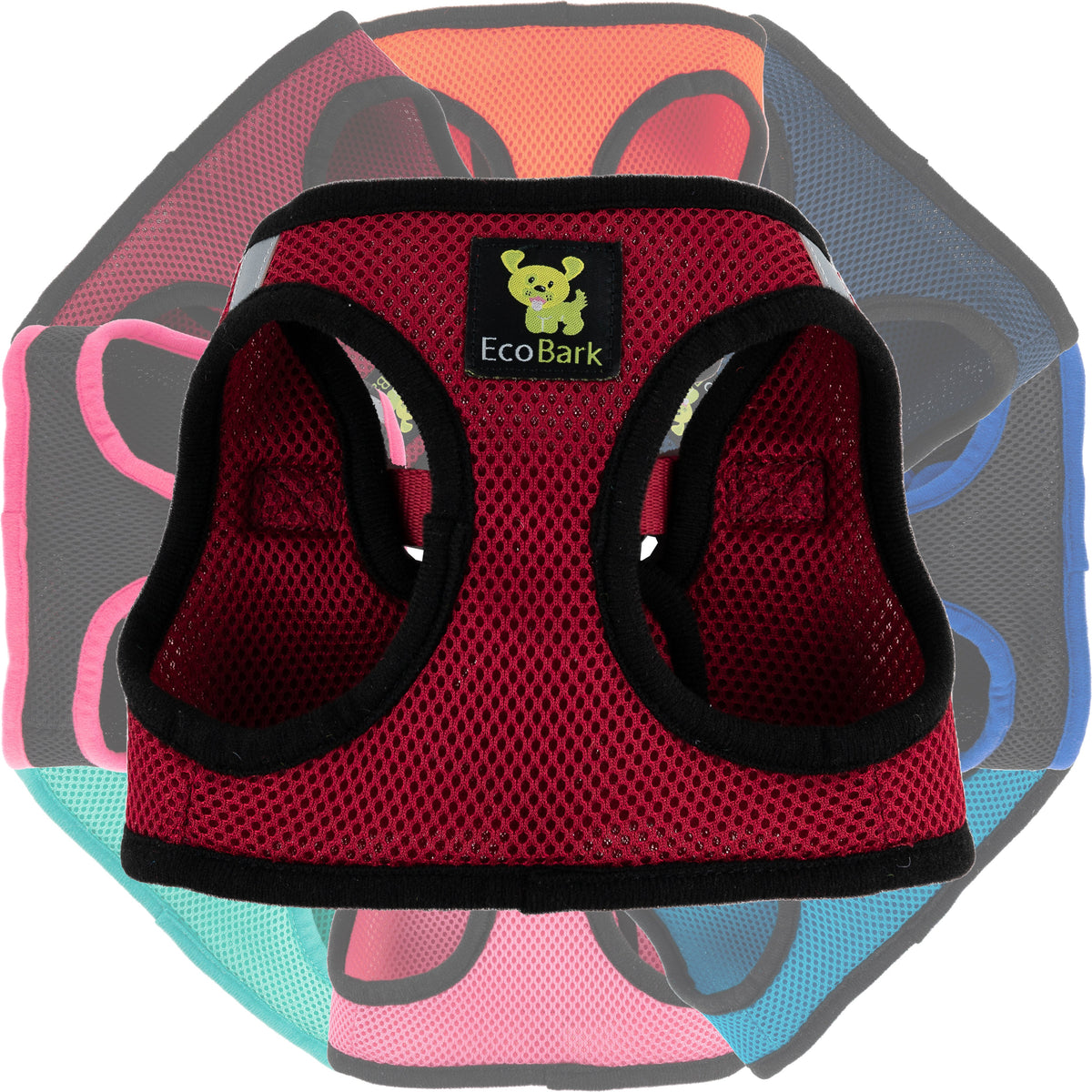 Burgundy Step-In Dog Harness, Reflective Mesh, Teacup to XL