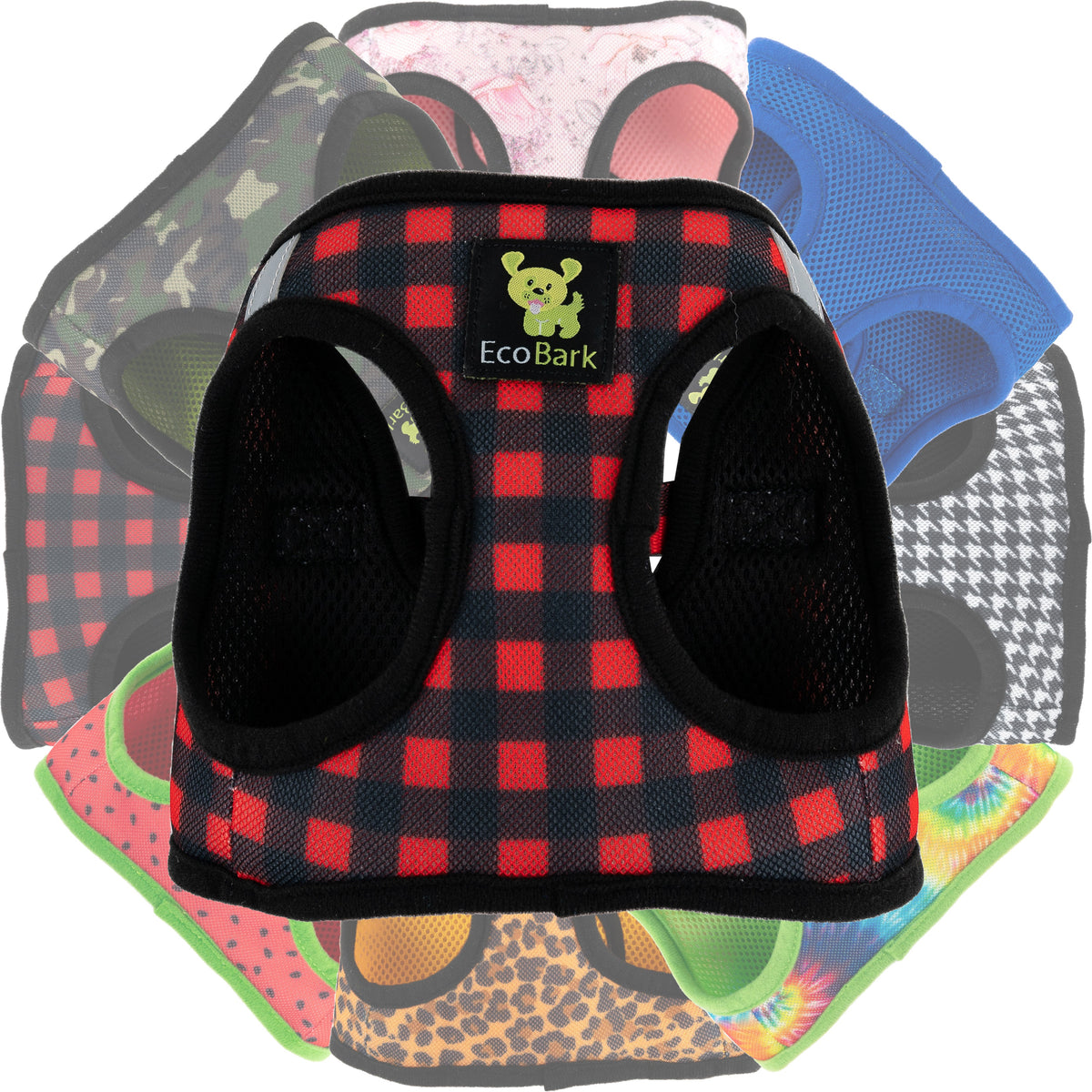 Buffalo Plaid Step-In Dog Harness, Reflective Mesh, Teacup to XL