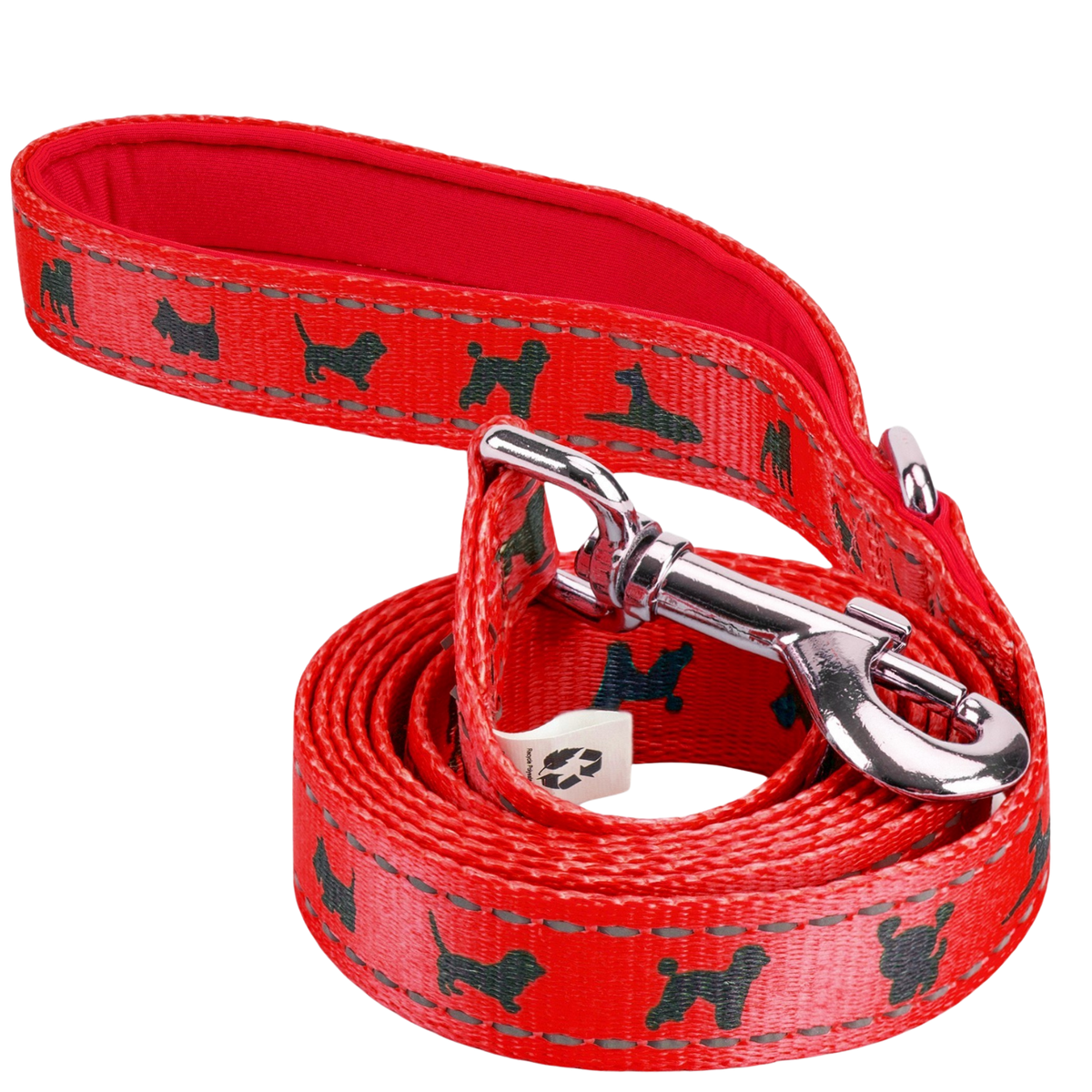 Cherry Red Comfort Grip Dog Leash, 4 to 6 ft, EcoBark Pet Supplies, sold through Sniff and Shift