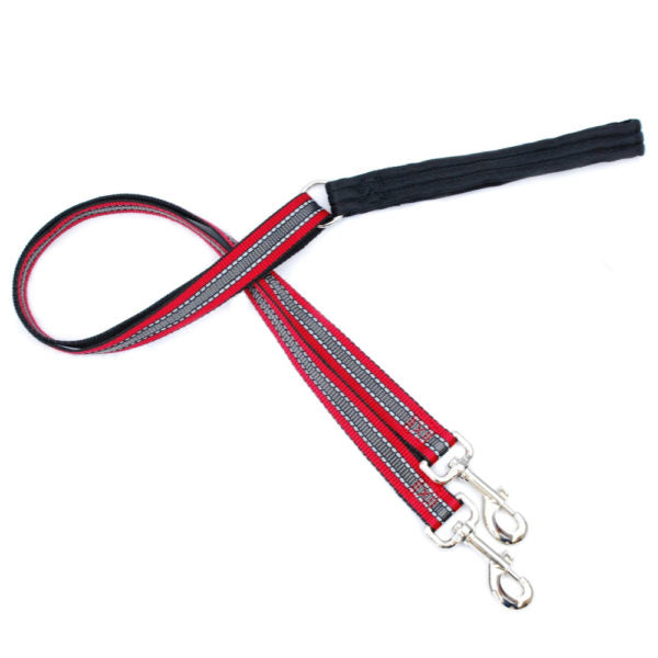 Reflective Red Double Connection Leash by 2 Hounds Design, sold through Sniff and Shift