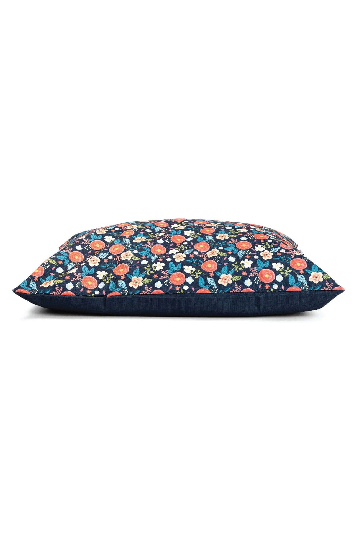 Riley Dog Bed cover in a floral print on navy linen, Small to Large, Pink Papyrus Co., sold through Sniff and Shift