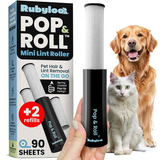 Retractable Mini Lint Roller for Pet Hair with 2 Refills, Rubyloo, sold through Sniff and Shift