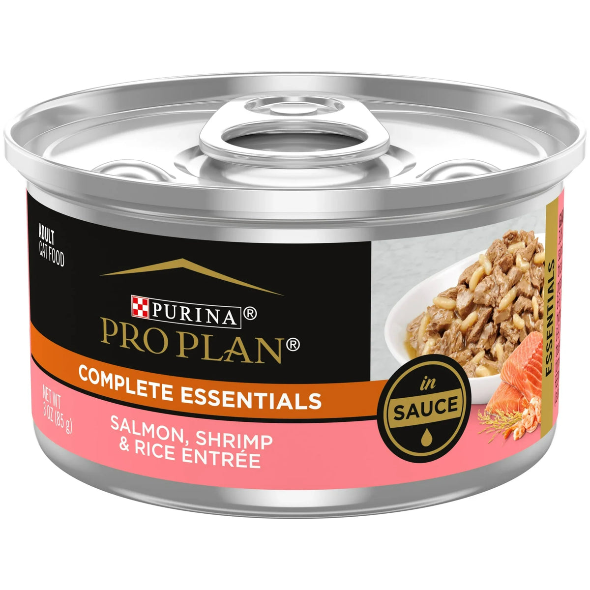 Pro Plan Complete Essentials Salmon, Shrimp & Rice wet cat food can, 3oz