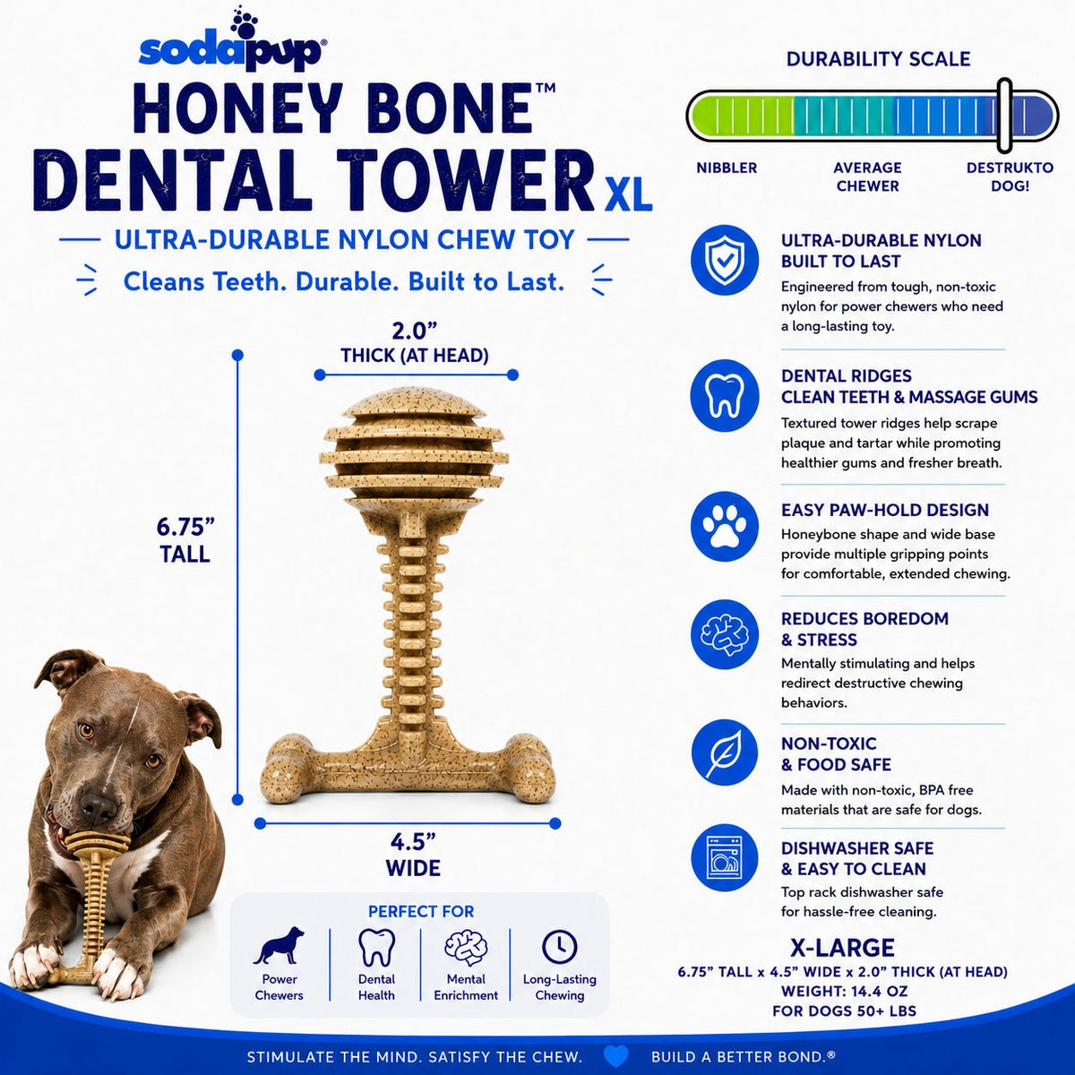 Honey Bone Dental Tower Nylon Chew Toy XL