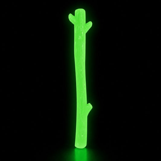 Glow in the dark nylon chew stick toy for medium to large dogs, SodaPup, sold through Sniff and Shift