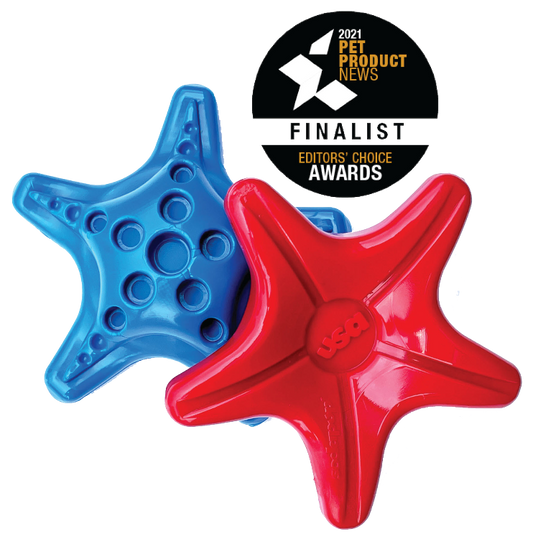 Starfish nylon chew toy with fillable arm pockets, SodaPup, sold through Sniff and Shift