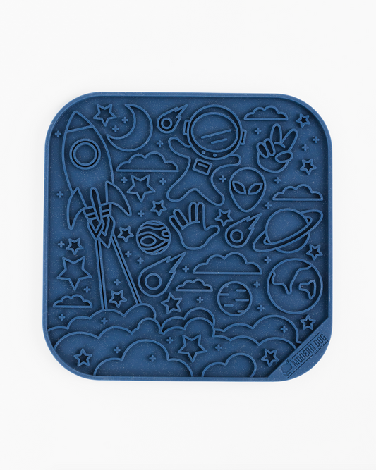 Out of this World Space silicone lick mat with suction cups by The Modern Dog Company, sold through Sniff and Shift