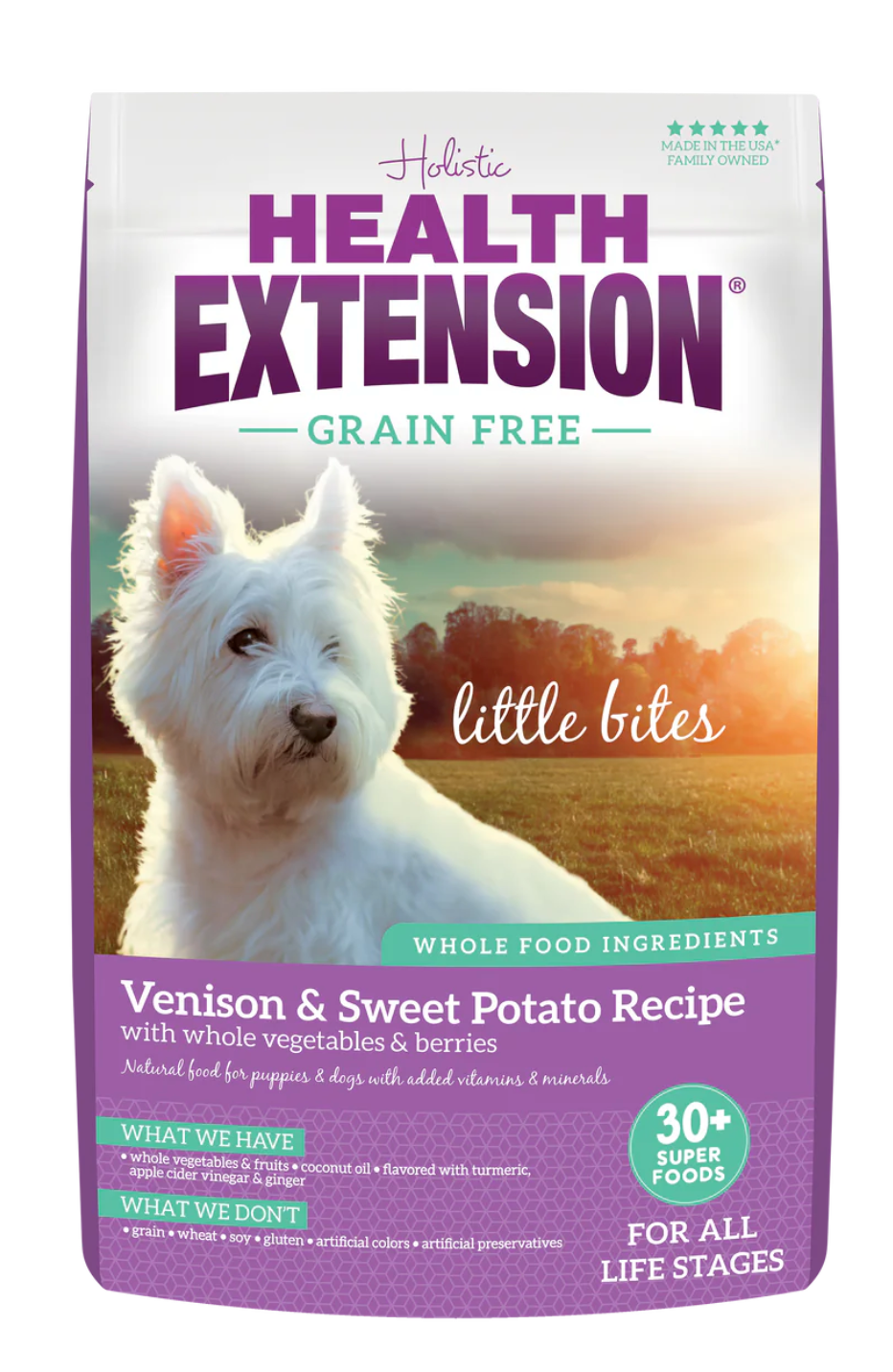 Bag of Health Extension Grain Free Little Bites Venison & Sweet Potato dry dog food