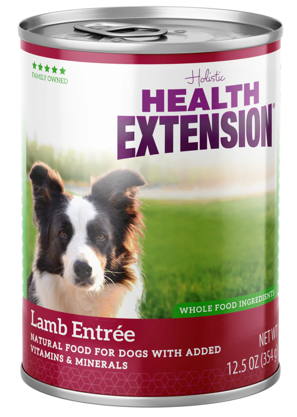 12.5oz can of Health Extension Lamb Entree wet dog food